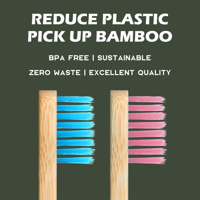 Isshah Kids Bamboo Toothbrushes Biodegradable Handle BPA Free Eco Friendly Children Size, Pack of 4 - Image 3